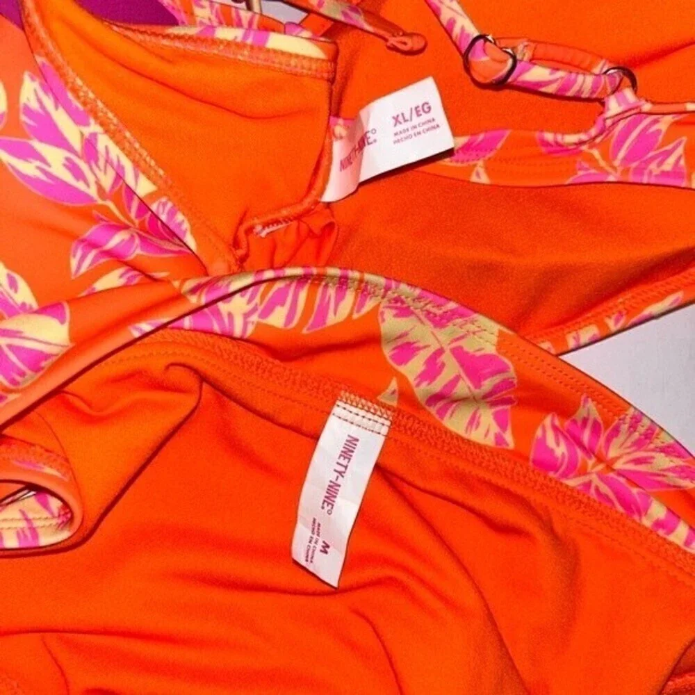 Ninety-nine DEGREES° Triangle Swim Top with Banded Hipster Swim Bottoms …